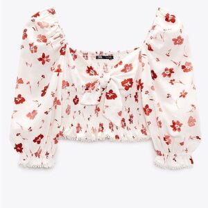 Zara Printed Linen Blend Top